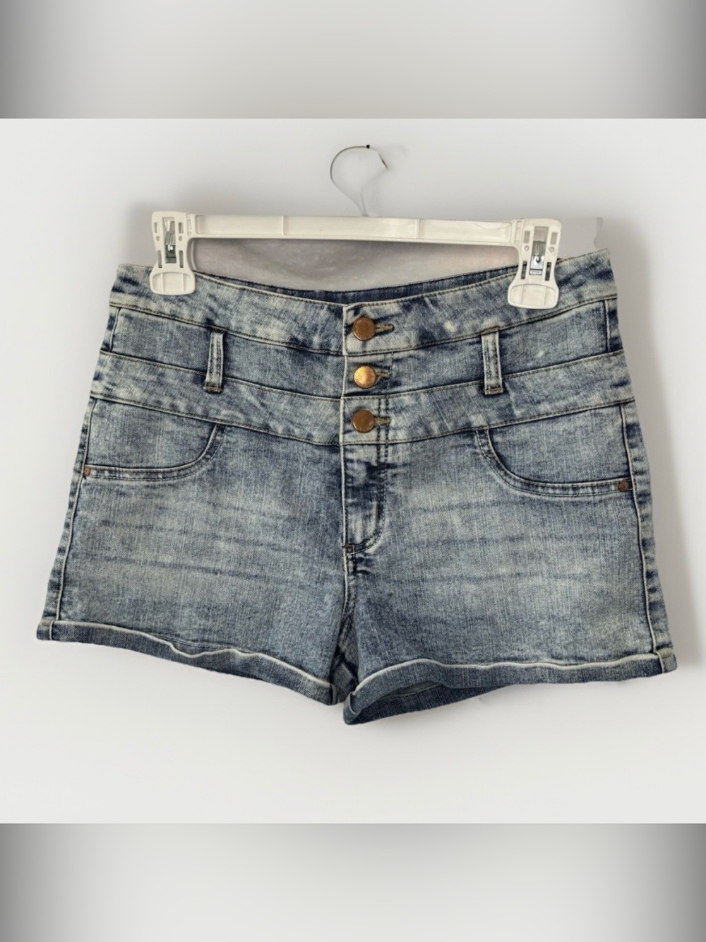 Tinseltown Y2K Jean Shorts Denim Couture Mini Acid Wash Cuffed Women’s Size 8